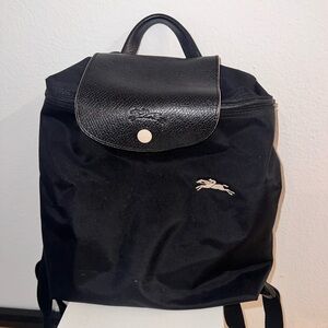 Black Leather Trim Backpack